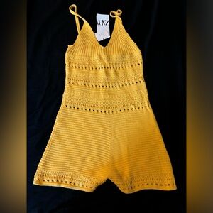 Yellow crochet romper